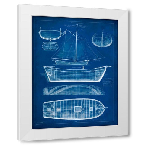 Ship Blueprint II White Modern Wood Framed Art Print by Studio