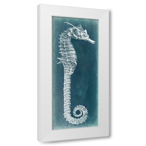 Azure Seahorse II White Modern Wood Framed Art Print by Vision Studio