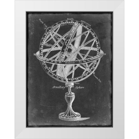 Armillary Sphere on Charcoal I White Modern Wood Framed Art Print by Studio