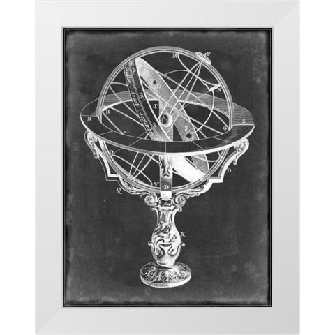 Armillary Sphere on Charcoal II White Modern Wood Framed Art Print by Studio