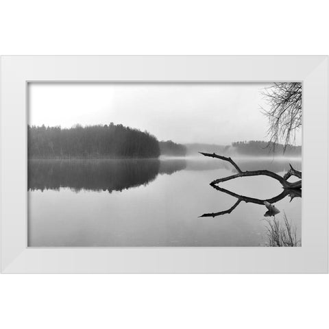 Croton Resevoir White Modern Wood Framed Art Print by McLoughlin, James
