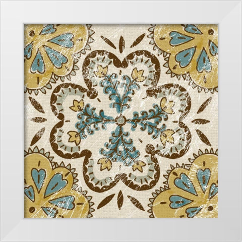 Batik Square II White Modern Wood Framed Art Print by Zarris, Chariklia