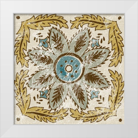 Batik Square IV White Modern Wood Framed Art Print by Zarris, Chariklia