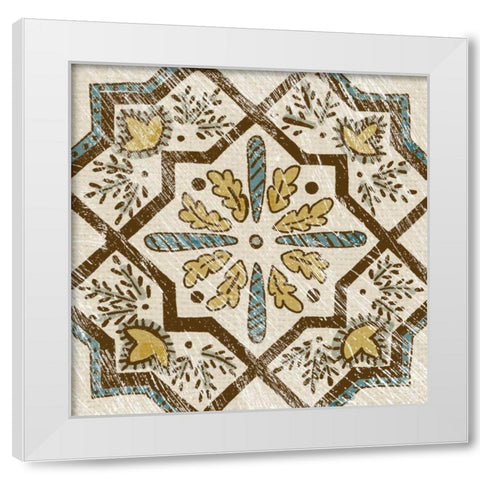 Batik Square V White Modern Wood Framed Art Print by Zarris, Chariklia