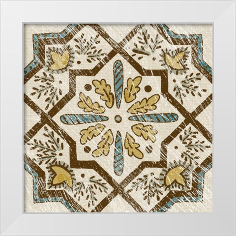 Batik Square V White Modern Wood Framed Art Print by Zarris, Chariklia