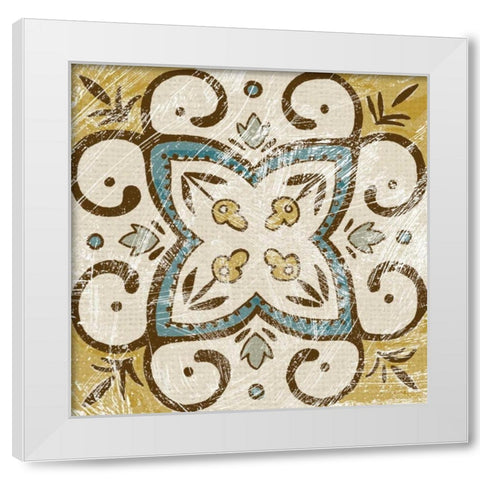 Batik Square VI White Modern Wood Framed Art Print by Zarris, Chariklia