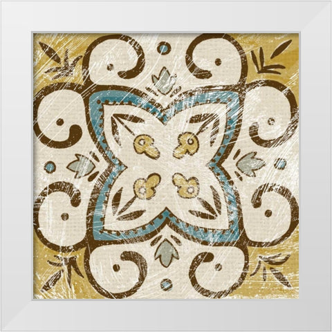 Batik Square VI White Modern Wood Framed Art Print by Zarris, Chariklia