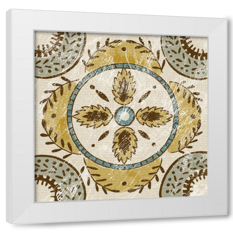 Batik Square VII White Modern Wood Framed Art Print by Zarris, Chariklia