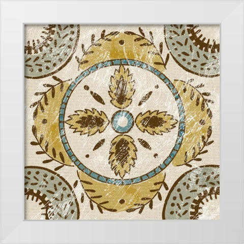 Batik Square VII White Modern Wood Framed Art Print by Zarris, Chariklia