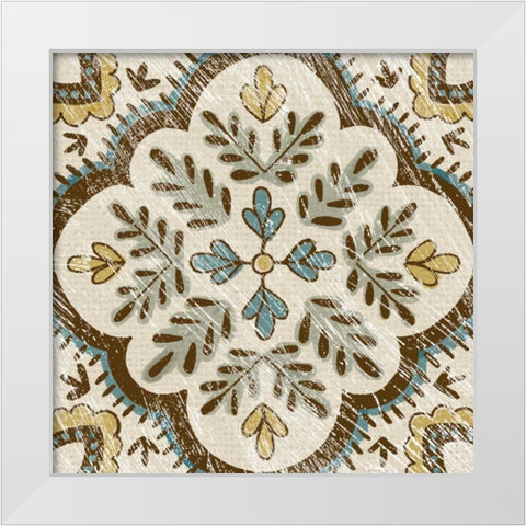 Batik Square IX White Modern Wood Framed Art Print by Zarris, Chariklia