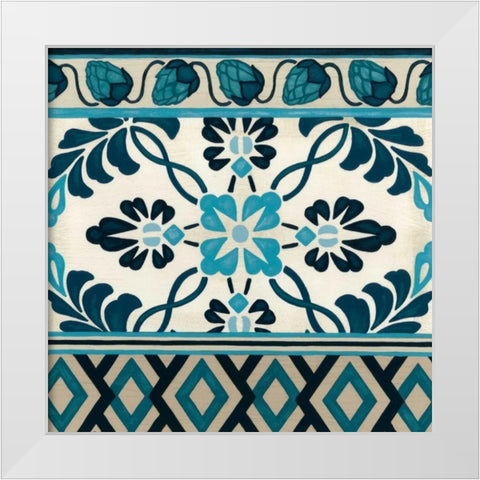 Indigo Frieze I White Modern Wood Framed Art Print by Vess, June Erica