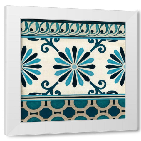 Indigo Frieze II White Modern Wood Framed Art Print by Vess, June Erica