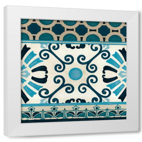 Indigo Frieze III White Modern Wood Framed Art Print by Vess, June Erica