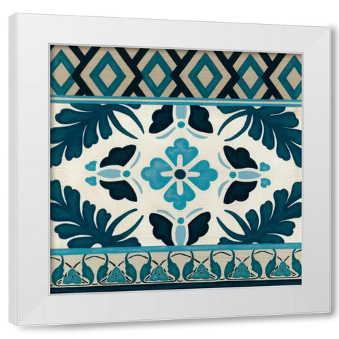 Indigo Frieze IV White Modern Wood Framed Art Print by Vess, June Erica