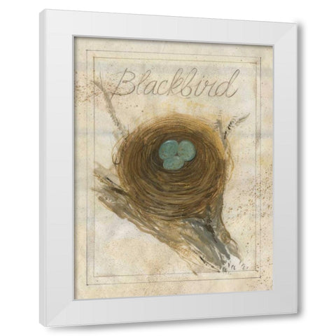 Nest - Blackbird White Modern Wood Framed Art Print by Della-Piana, Elissa