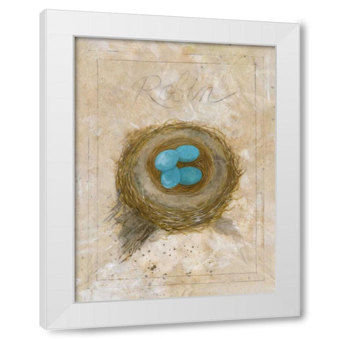 Nest - Robin White Modern Wood Framed Art Print by Della-Piana, Elissa