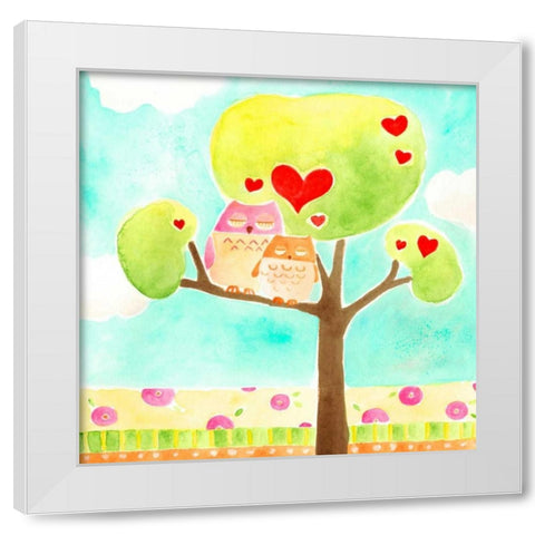 Hoots and Hearts II White Modern Wood Framed Art Print by Vess, June Erica