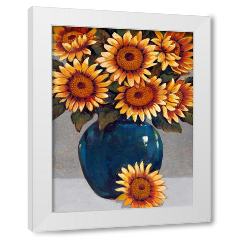 Vase of Sunflowers I White Modern Wood Framed Art Print by OToole, Tim