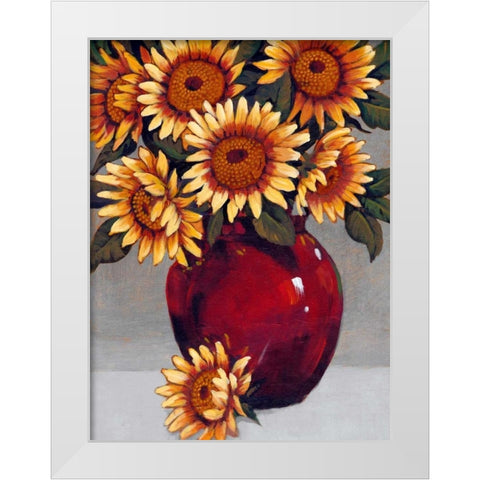Vase of Sunflowers II White Modern Wood Framed Art Print by OToole, Tim