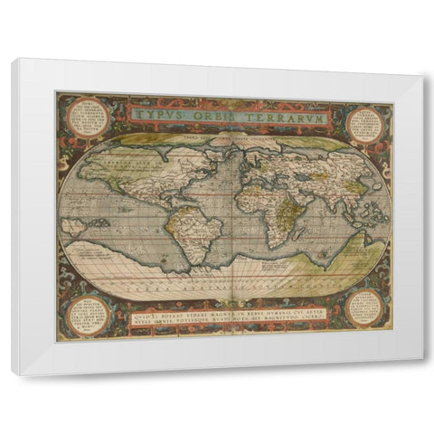 Antique World Map 36x48 White Modern Wood Framed Art Print by Vision Studio