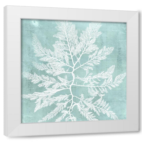 Seaweed on Aqua I White Modern Wood Framed Art Print by Vision Studio