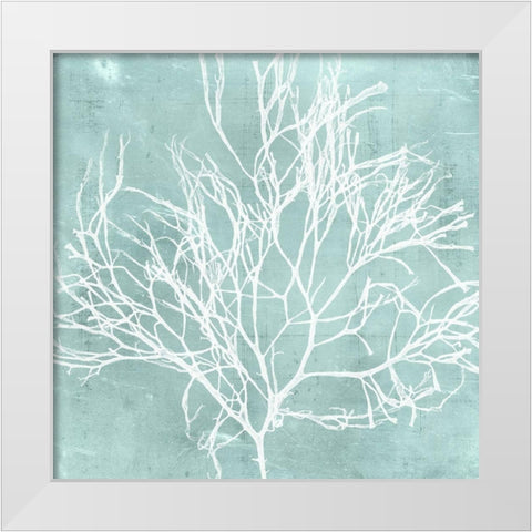 Seaweed on Aqua II White Modern Wood Framed Art Print by Vision Studio