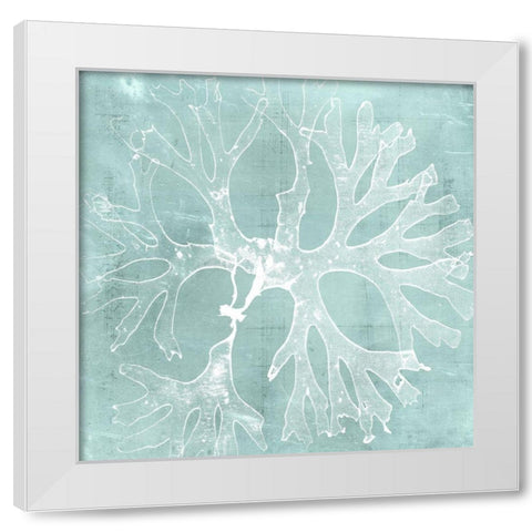 Seaweed on Aqua III White Modern Wood Framed Art Print by Vision Studio