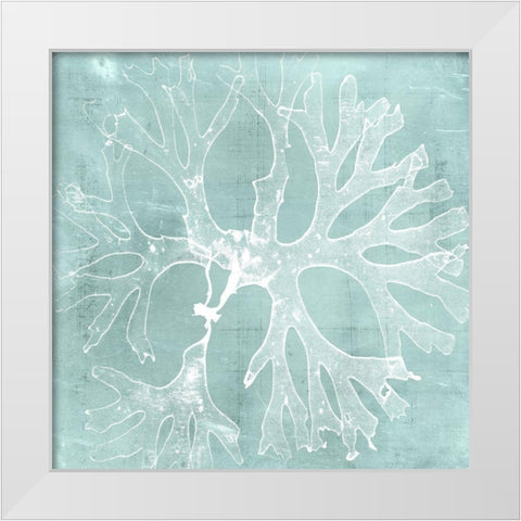 Seaweed on Aqua III White Modern Wood Framed Art Print by Vision Studio