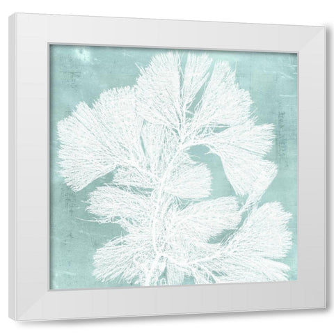 Seaweed on Aqua IV White Modern Wood Framed Art Print by Vision Studio