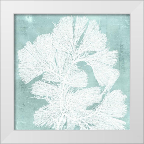 Seaweed on Aqua IV White Modern Wood Framed Art Print by Vision Studio