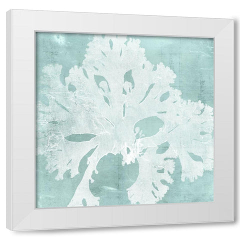 Seaweed on Aqua V White Modern Wood Framed Art Print by Vision Studio