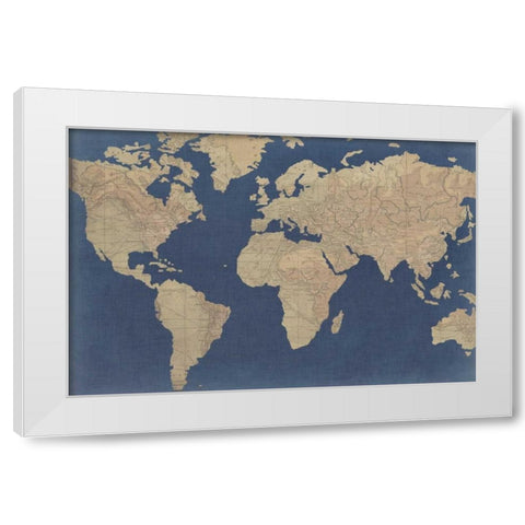 Linen Map I White Modern Wood Framed Art Print by Studio W