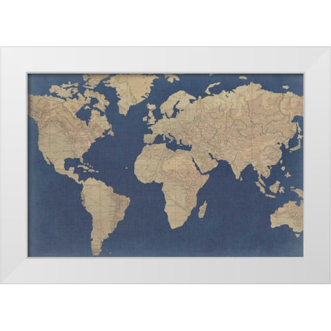 Linen Map I White Modern Wood Framed Art Print by Studio W