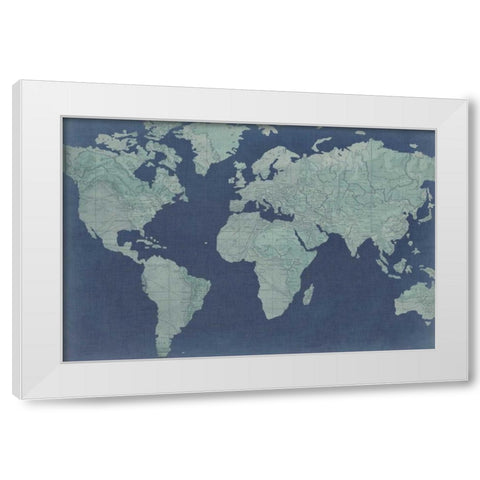 Linen Map II White Modern Wood Framed Art Print by Studio W