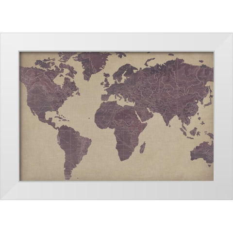 Linen Map III White Modern Wood Framed Art Print by Studio W