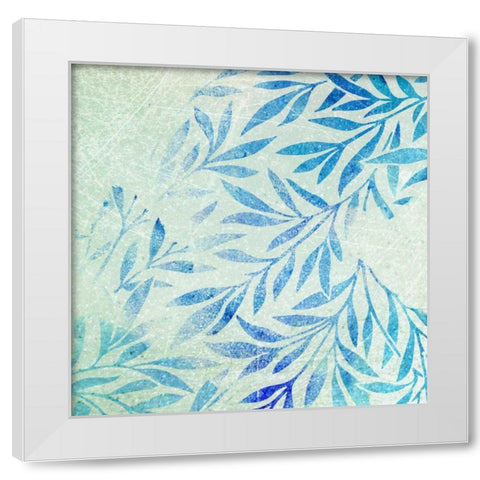 Cerulean Foliage I White Modern Wood Framed Art Print by Studio W