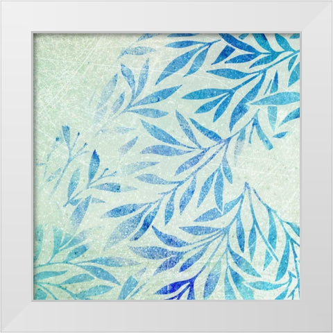 Cerulean Foliage I White Modern Wood Framed Art Print by Studio W
