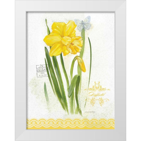 Flower Study on Lace V White Modern Wood Framed Art Print by Della-Piana, Elissa