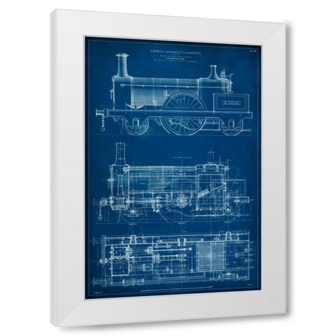 Locomotive Blueprint I White Modern Wood Framed Art Print by Vision Studio