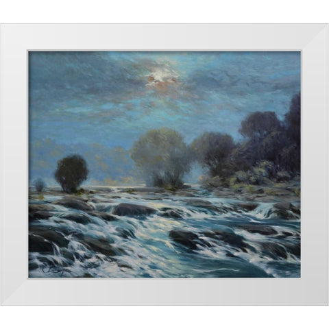 Moon Rapids White Modern Wood Framed Art Print by Larivey, Chuck