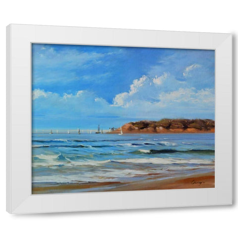 Point Loma - View from Coronada Shores White Modern Wood Framed Art Print by Larivey, Chuck