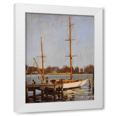 Ivory Falcon at Rest White Modern Wood Framed Art Print by Larivey, Chuck