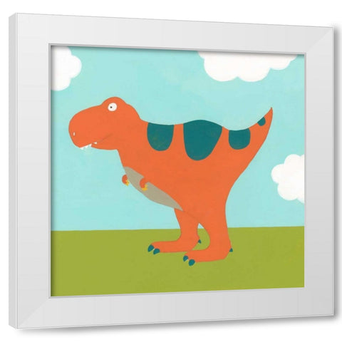Playtime Dino I White Modern Wood Framed Art Print by Vess, June Erica