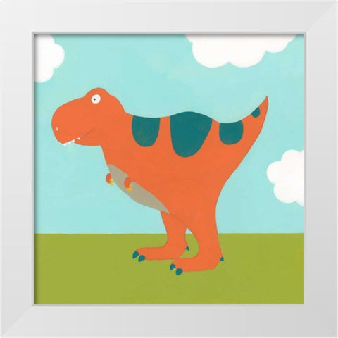 Playtime Dino I White Modern Wood Framed Art Print by Vess, June Erica