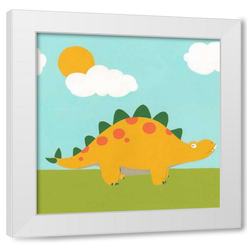 Playtime Dino II White Modern Wood Framed Art Print by Vess, June Erica