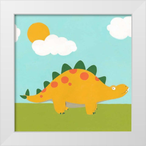 Playtime Dino II White Modern Wood Framed Art Print by Vess, June Erica