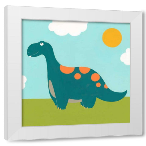 Playtime Dino III White Modern Wood Framed Art Print by Vess, June Erica