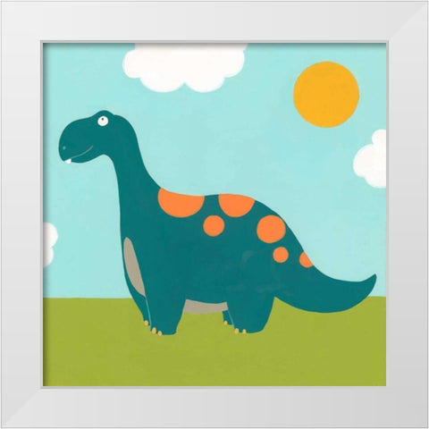 Playtime Dino III White Modern Wood Framed Art Print by Vess, June Erica
