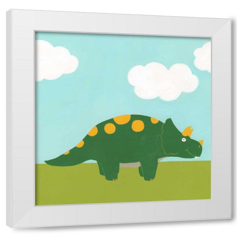 Playtime Dino IV White Modern Wood Framed Art Print by Vess, June Erica