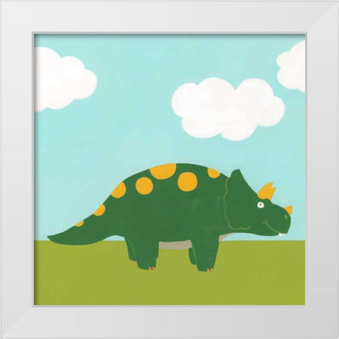 Playtime Dino IV White Modern Wood Framed Art Print by Vess, June Erica